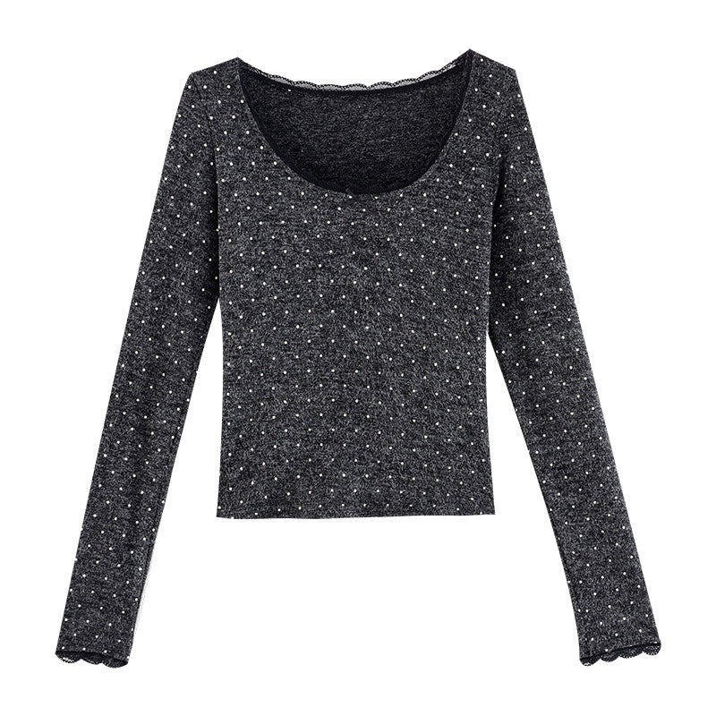 ABWLR_U_Neck_Polka_Dot_Slim_Fit_Cropped_Women'S_Long_Sleeve_T-Shirts_MISSTT