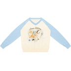 ZIZIFEI_V-neck_Soft_Knit_Cat_Print_Colorblock_Raglan_Women'S_Viscose_Blend_Sweaters_MISSTT