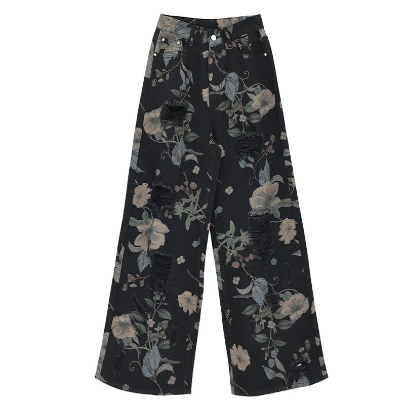 ABWLR_White_Original_Print_Loose_Straight_Slimming_Women'S_Denim_Wide-Leg_Jeans_MISSTT