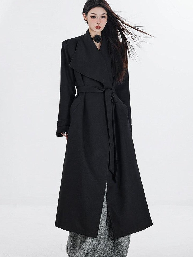 ABWLR Memory Fragment Asymmetric High Waist Pocket Women'S Woolen Wide-Leg Pants