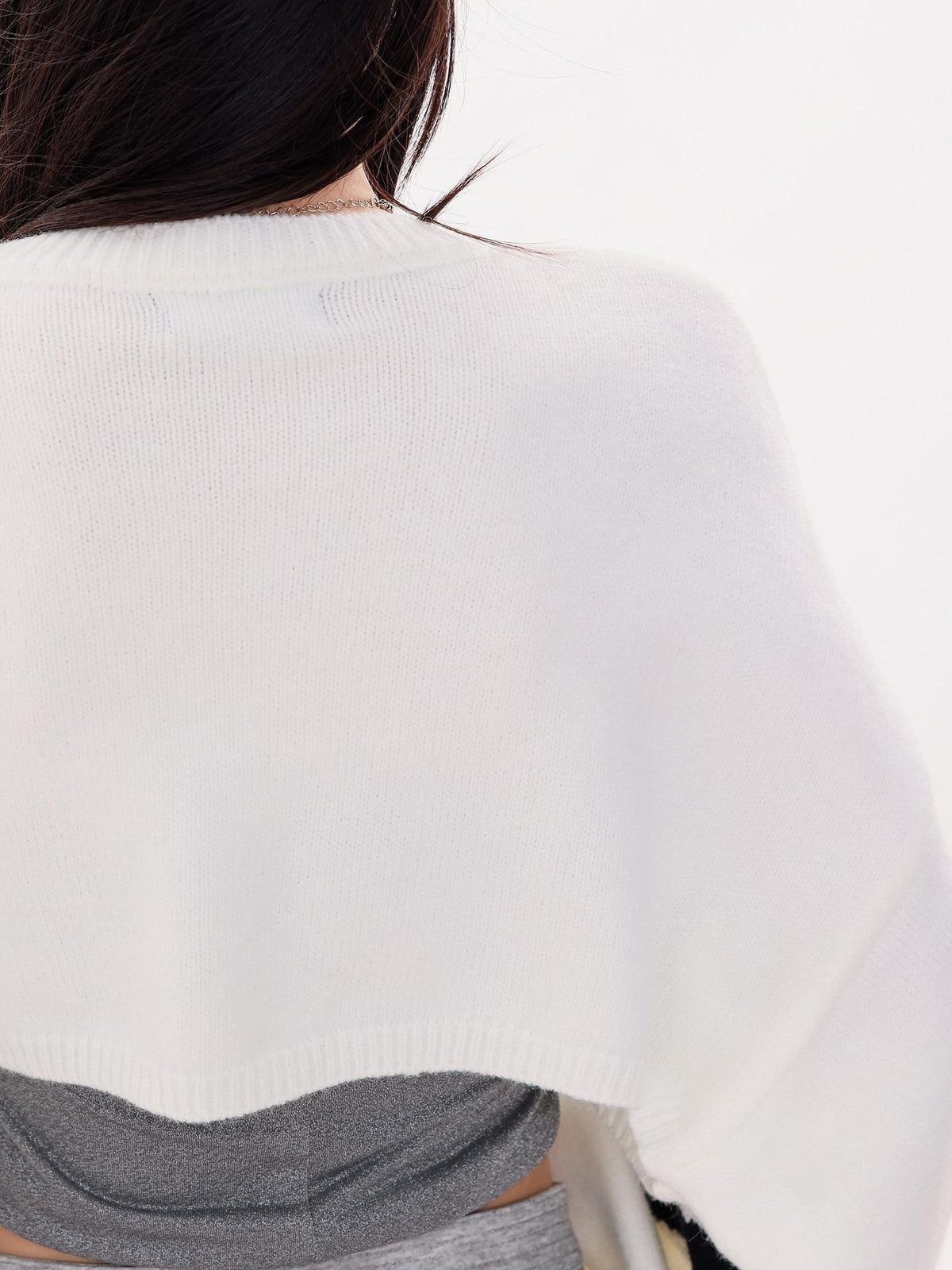 ABWLR Streetwear Letter Print Round Neck Loose Women'S Knit Short Crop Tops