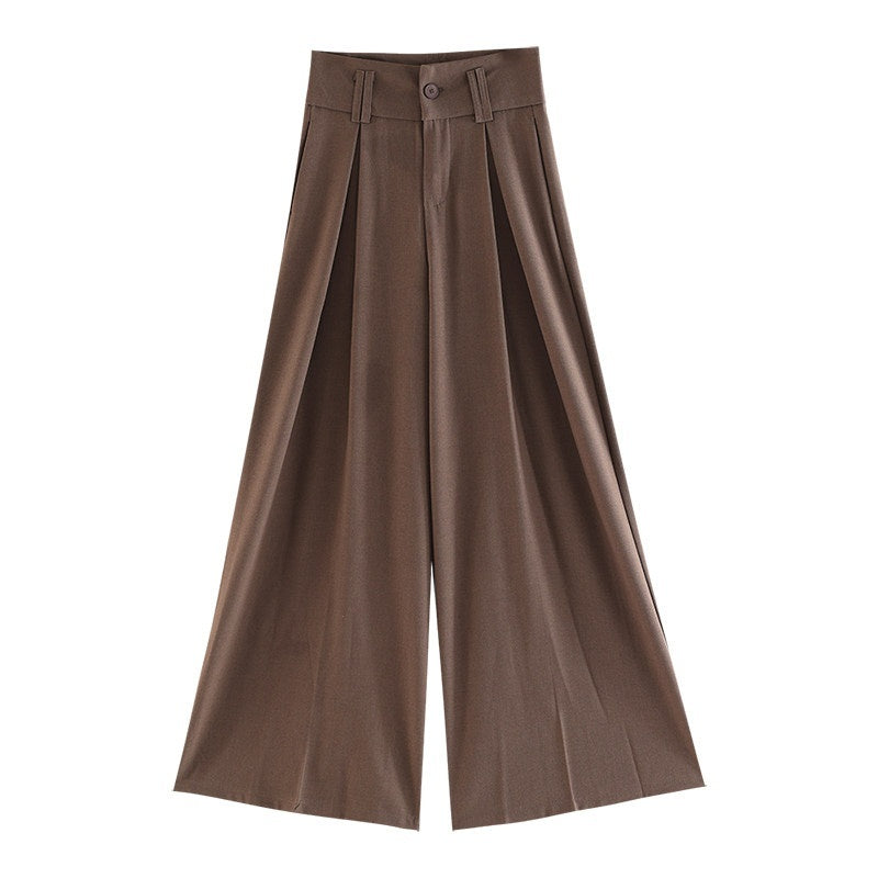 ABWLR_Minimalist_Gray_Pleated_Drawstring_Natural_Waist_Zipper_Women'S_Wide-Leg_Pants_MISSTT