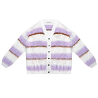 ZIZIFEI_Purple_White_Striped_Relaxed_V-neck_Knit_Women'S_Nylon_Polyester_Blend_Cardigans_MISSTT