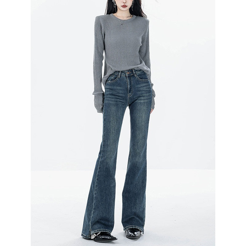ABWLR_Vintage_High_Waist_Slim_Fleece_Lined_Women'S_Denim_Flare_Jeans_MISSTT