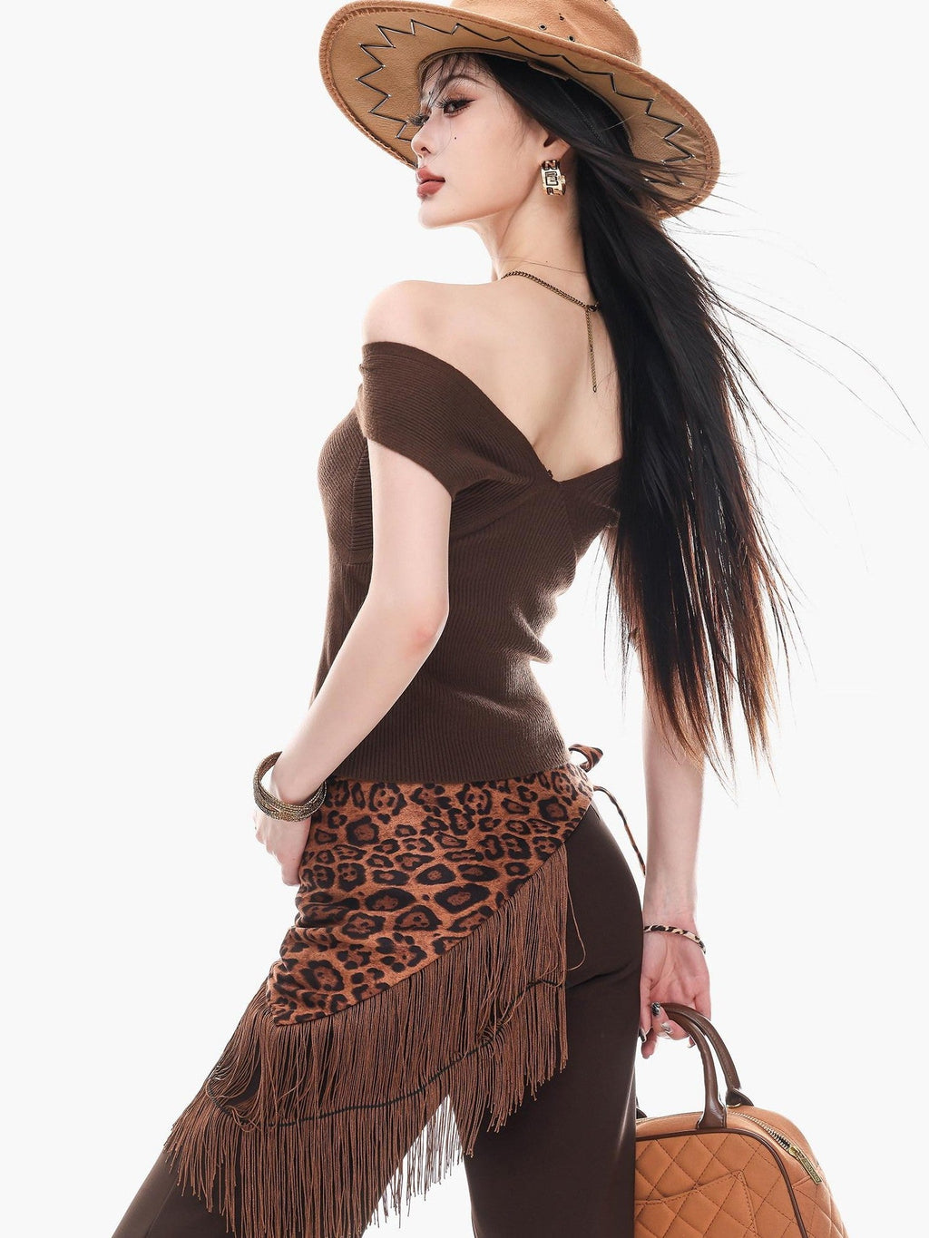 ABWLR Caramel Khaki Vintage One Shoulder Backless Sleeveless Women'S Slim Fit T-Shirts