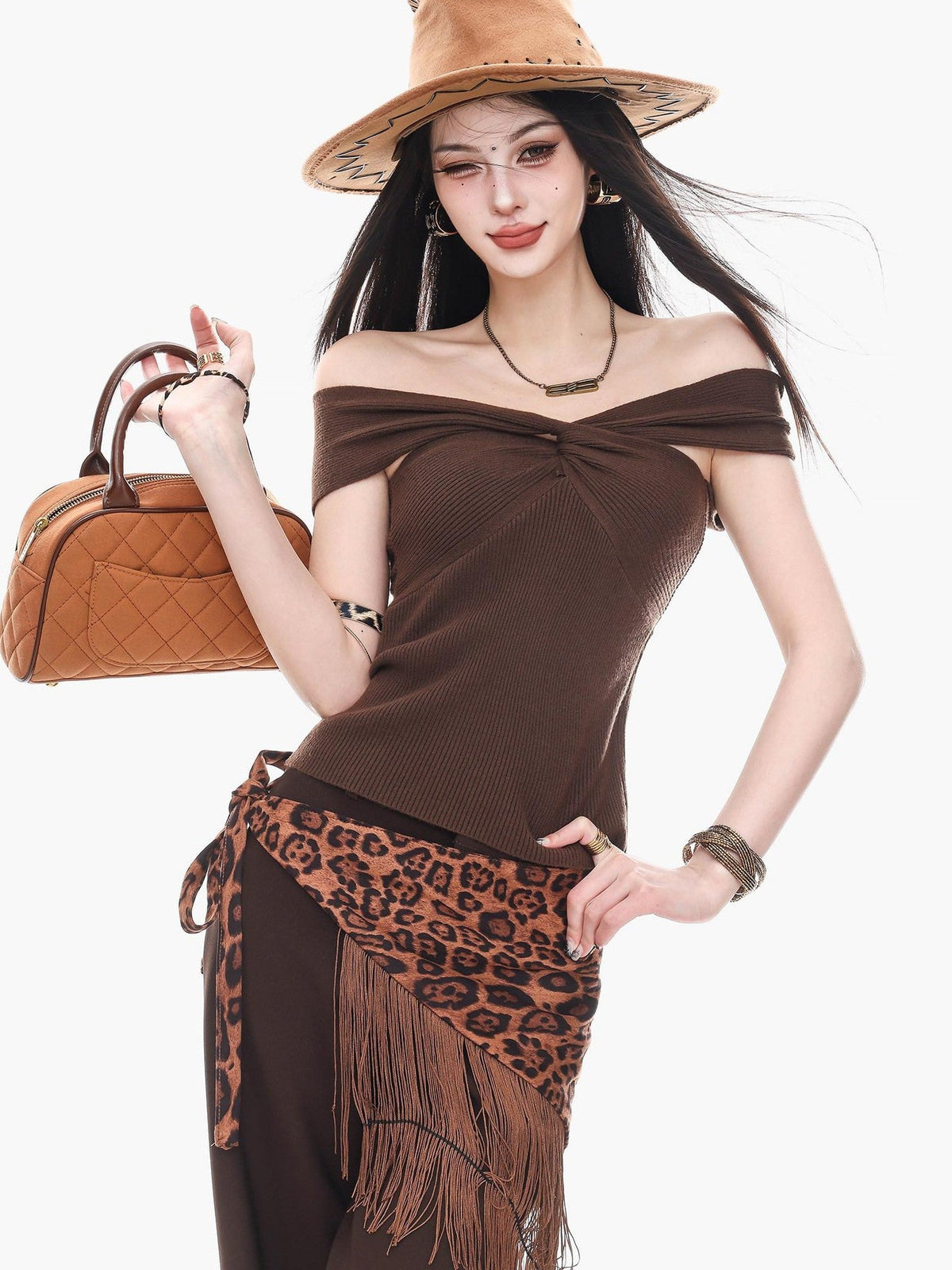 ABWLR Caramel Khaki Vintage One Shoulder Backless Sleeveless Women'S Slim Fit T-Shirts
