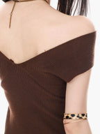 ABWLR Caramel Khaki Vintage One Shoulder Backless Sleeveless Women'S Slim Fit T-Shirts