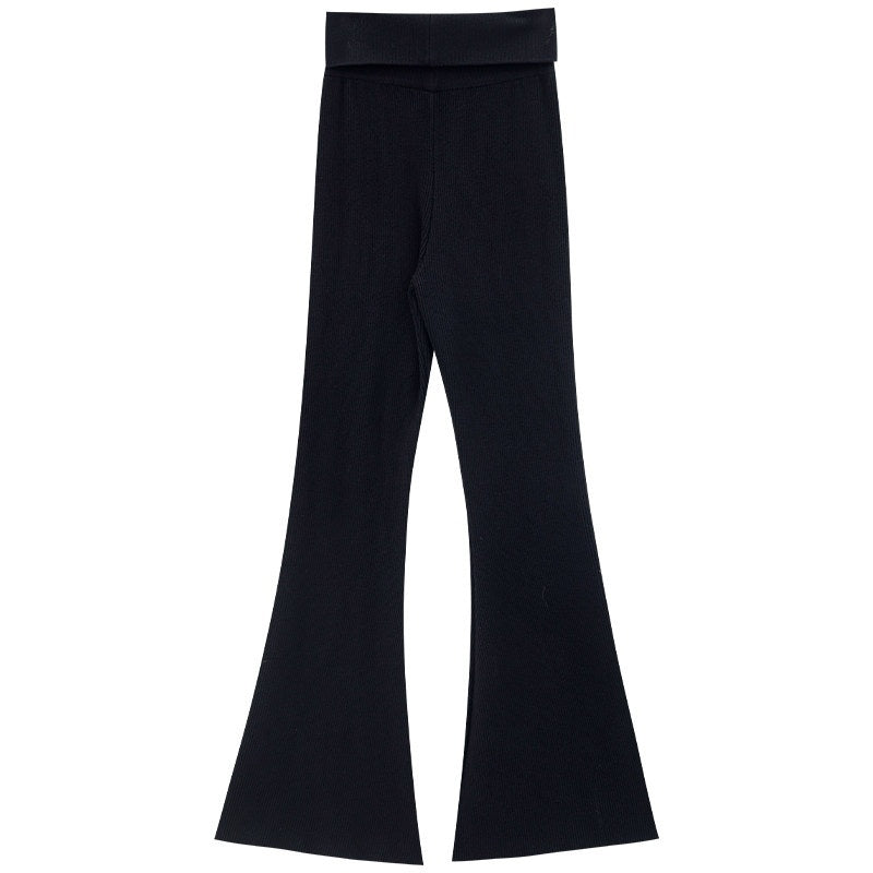 ABWLR_Charcoal_Micro_Flare_Thick_Fleece_Lined_High_Waist_Slim_Women'S_Knit_Flare_Pants_MISSTT