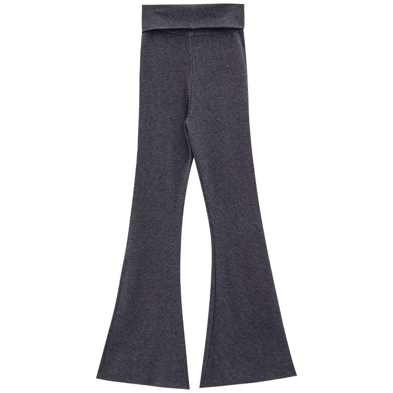 ABWLR_Charcoal_Micro_Flare_Thick_Fleece_Lined_High_Waist_Slim_Women'S_Knit_Flare_Pants_MISSTT