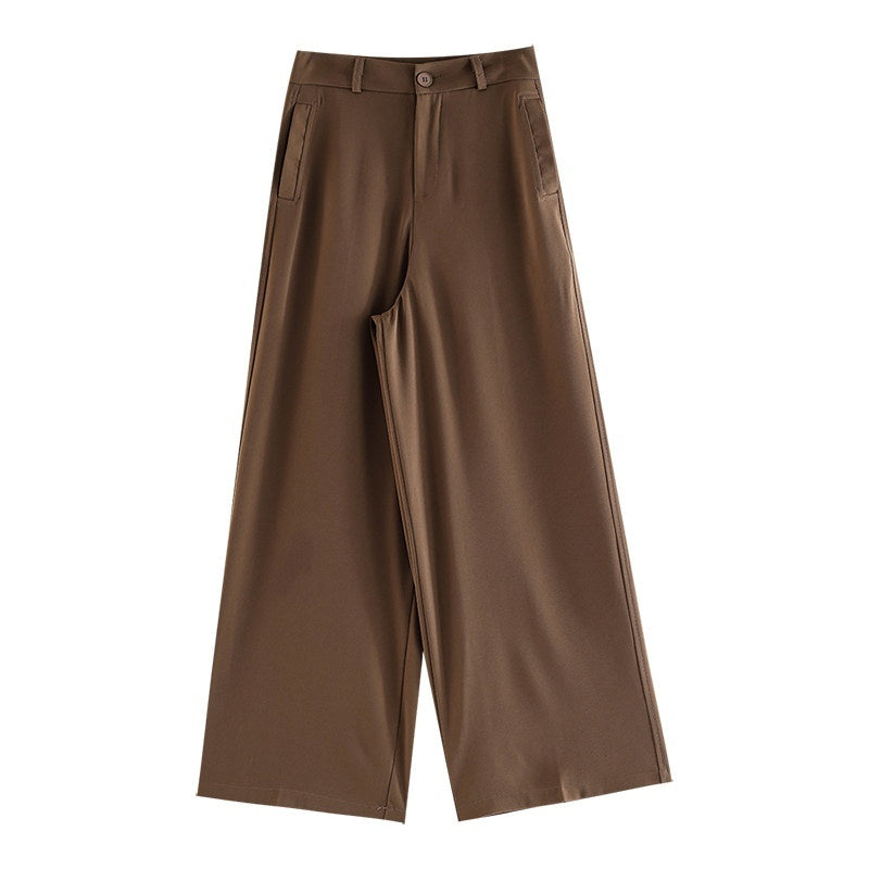 ABWLR_Cocoa_Brown_High_Waist_Casual_Loungewear_Women'S_Drapey_Loose_Fit_Wide-Leg_Pants_MISSTT