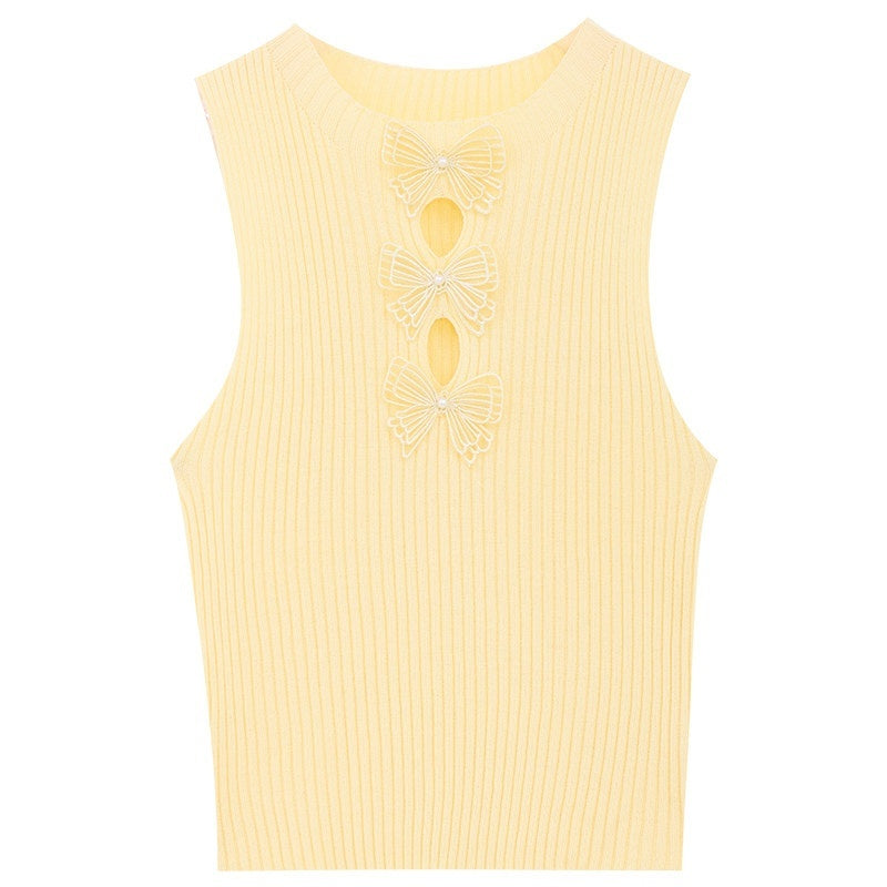 ABWLR_Cutout_3D_Floral_Embroidered_Cropped_Slim_Women'S_Other_Material_Tank_Tops_MISSTT