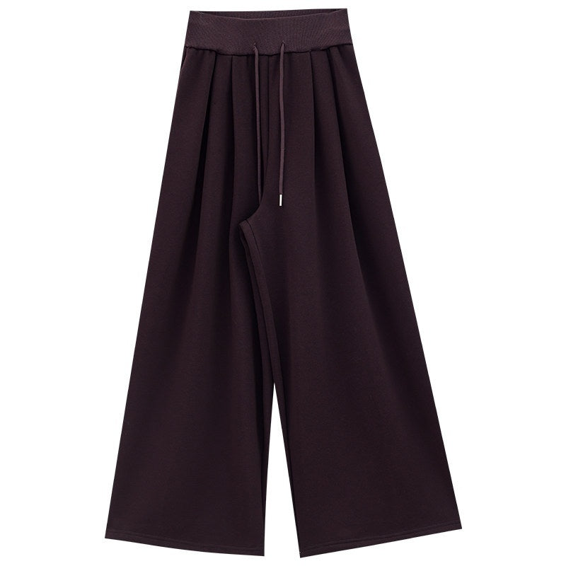 ABWLR_Draped_Relaxed_Fleece_Lined_Drawstring_High_Waist_Women'S_Wide-Leg_Pants_MISSTT