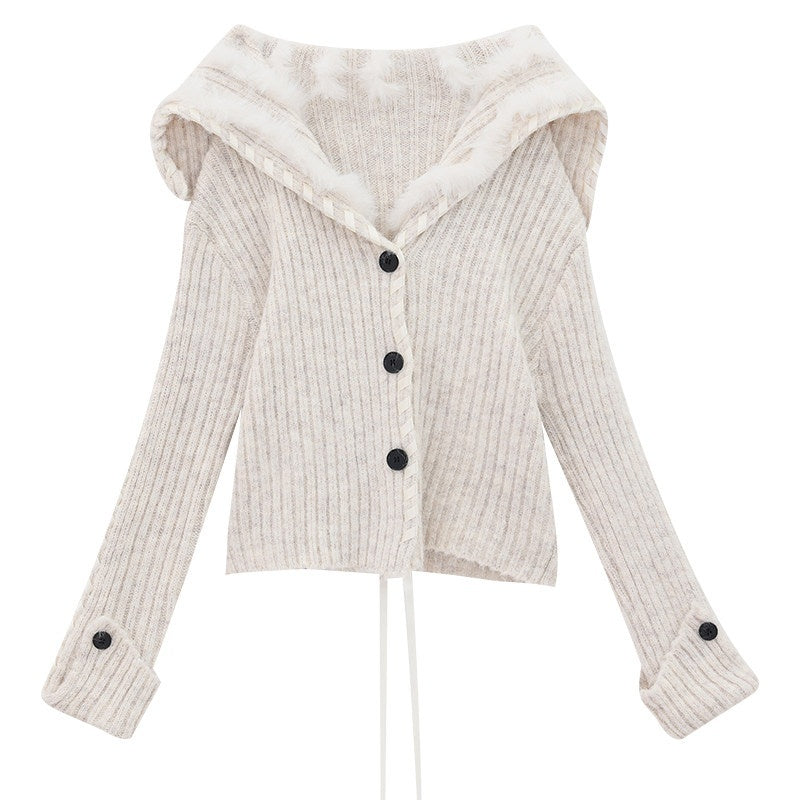 ABWLR_Gray_Lapel_Fur_Trim_Long_Sleeve_Buttoned_Women'S_Knit_Cardigans_MISSTT
