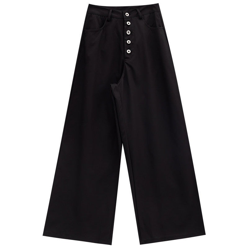 ABWLR_Olive_Green_Vintage_High_Waist_Tailored_Button_Casual_Women'S_Wide-Leg_Pants_MISSTT