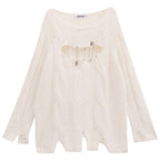 ABWLR_Rock_Wave_Frayed_Edge_Openwork_Pin_Detail_Women'S_Knit_Long_Sleeve_T-Shirts_MISSTT