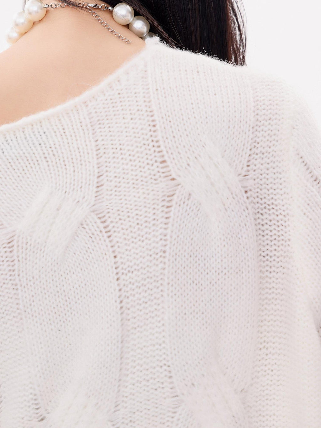ABWLR Rock Wave Frayed Edge Openwork Pin Detail Women'S Knit Long Sleeve T-Shirts