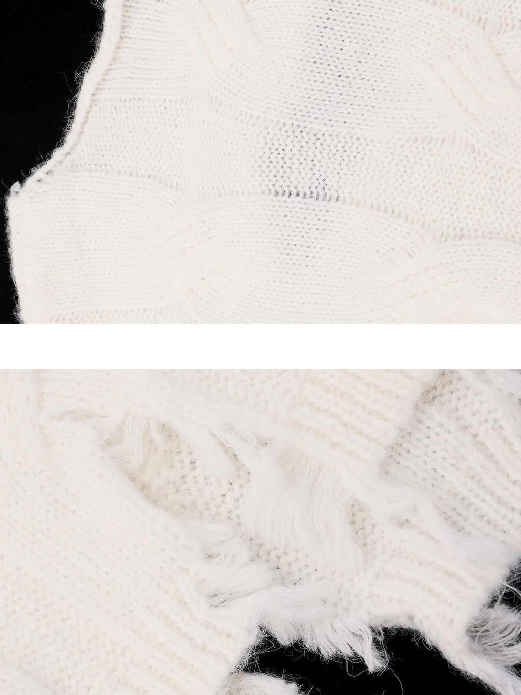 ABWLR Rock Wave Frayed Edge Openwork Pin Detail Women'S Knit Long Sleeve T-Shirts