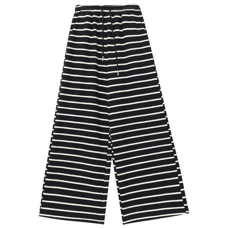 ABWLR_Striped_Knitted_Thickened_Drawstring_Waist_Women'S_Rayon_Wide-Leg_Pants_MISSTT
