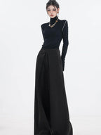 ABWLR Urban Pleated Relaxed High Waist Women'S Fleece Lined Wide-Leg Pants