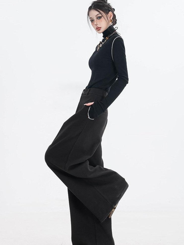 ABWLR Urban Pleated Relaxed High Waist Women'S Fleece Lined Wide-Leg Pants