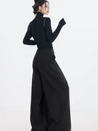 ABWLR Urban Pleated Relaxed High Waist Women'S Fleece Lined Wide-Leg Pants