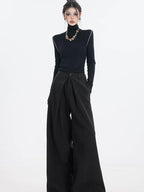 ABWLR Urban Pleated Relaxed High Waist Women'S Fleece Lined Wide-Leg Pants