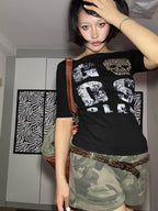 Gods plan Dark Leopard Print Slim Waist Women's Cotton Short Sleeve T-shirts