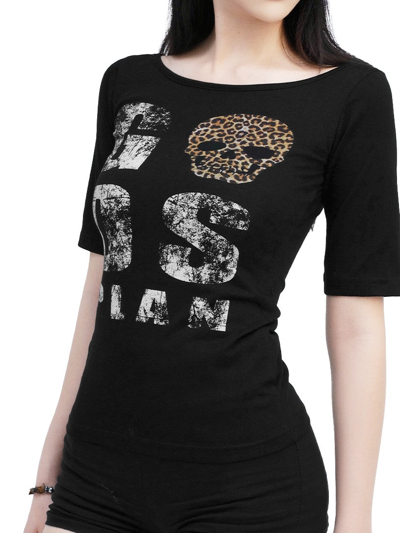 Gods plan Dark Leopard Print Slim Waist Women's Cotton Short Sleeve T-shirts