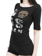 Gods plan Dark Leopard Print Slim Waist Women's Cotton Short Sleeve T-shirts