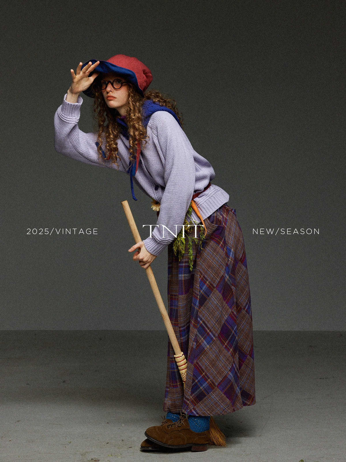 TNIT Vintage Colorblock Openwork Hooded Drawstring Women's Knitted Cardigans