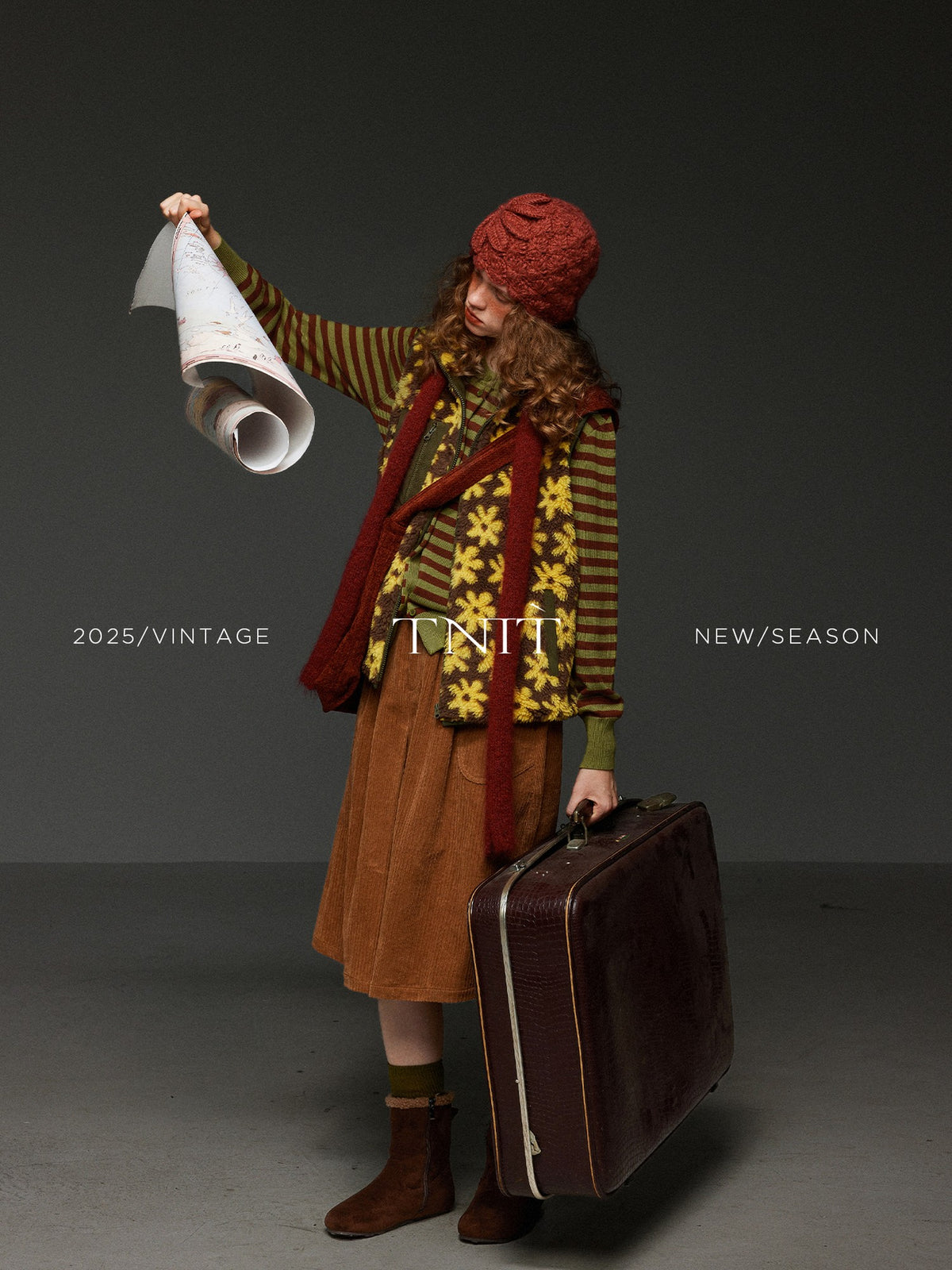TNIT Vintage Colorblock Striped Single Row Button Women's Knitted Cardigans