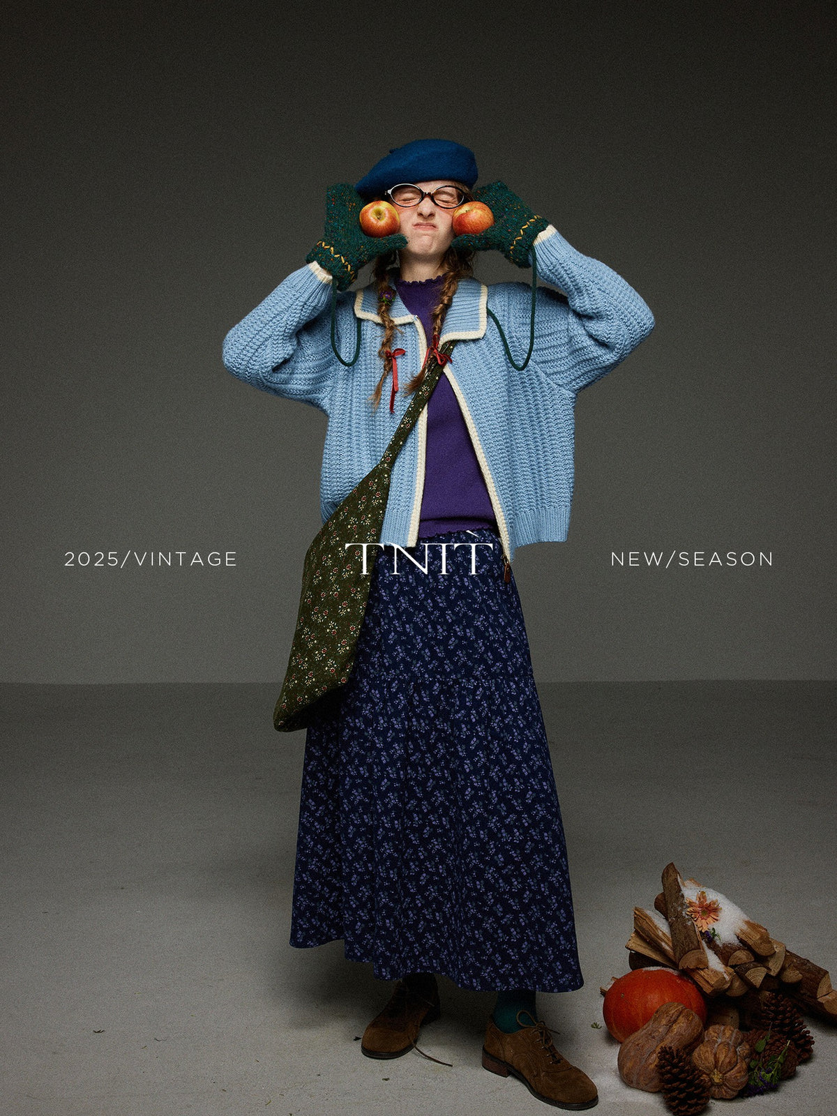 TNIT Vintage Colorblock Zip Collar Slouchy Women's Knit Cardigans