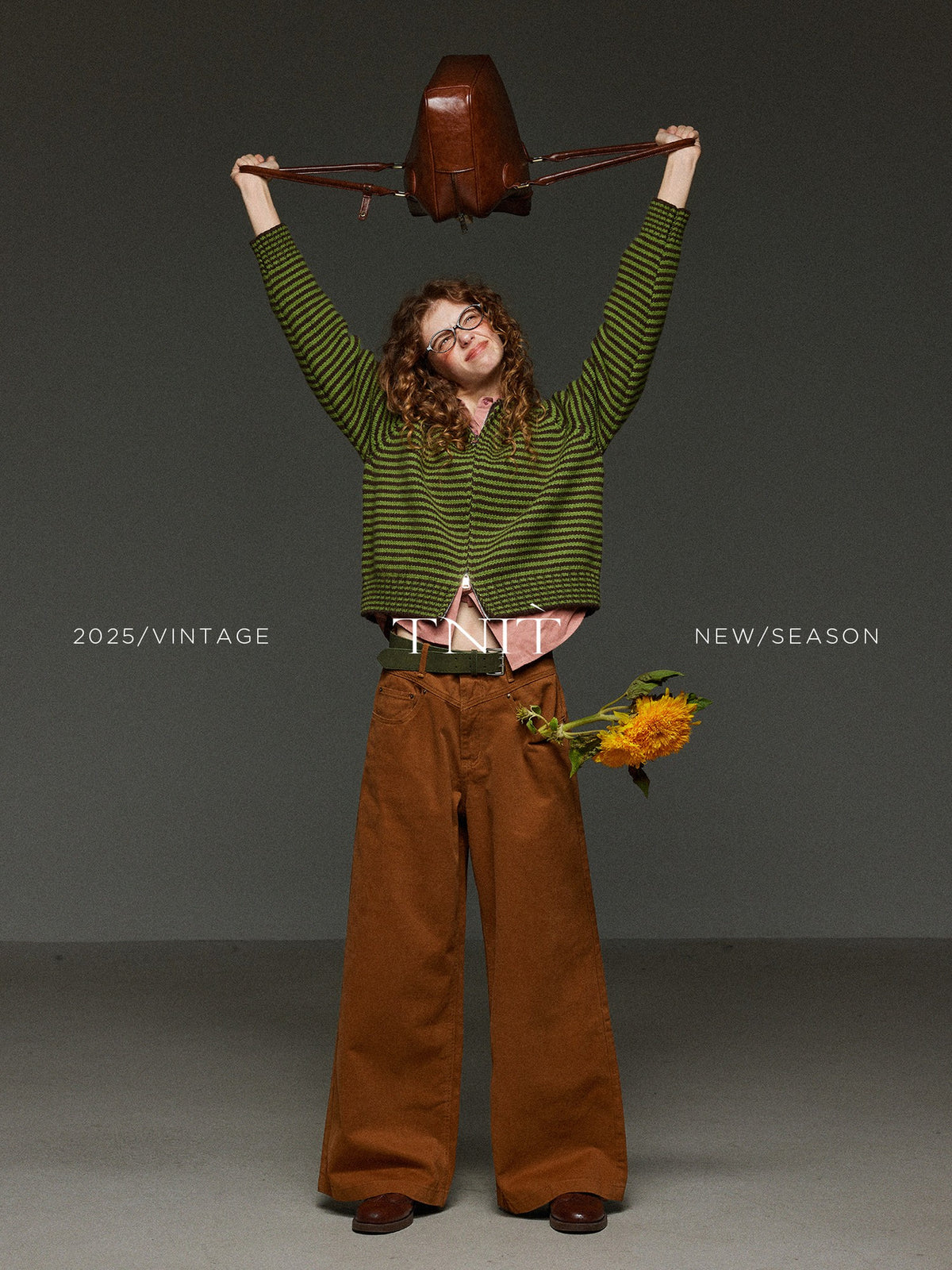 TNIT Vintage Striped Hooded Colorblock Loose Knit Women's Knitted Cardigans