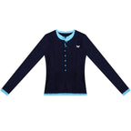 ZIZIFEI_Deep_Navy_Colorblock_Faux_Two_Piece_Slim_Women'S_Viscose_Long_Sleeve_T-Shirts_MISSTT