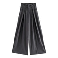 ABWLR_Minimalist_Gray_Pleated_Drawstring_Natural_Waist_Zipper_Women'S_Wide-Leg_Pants_MISSTT